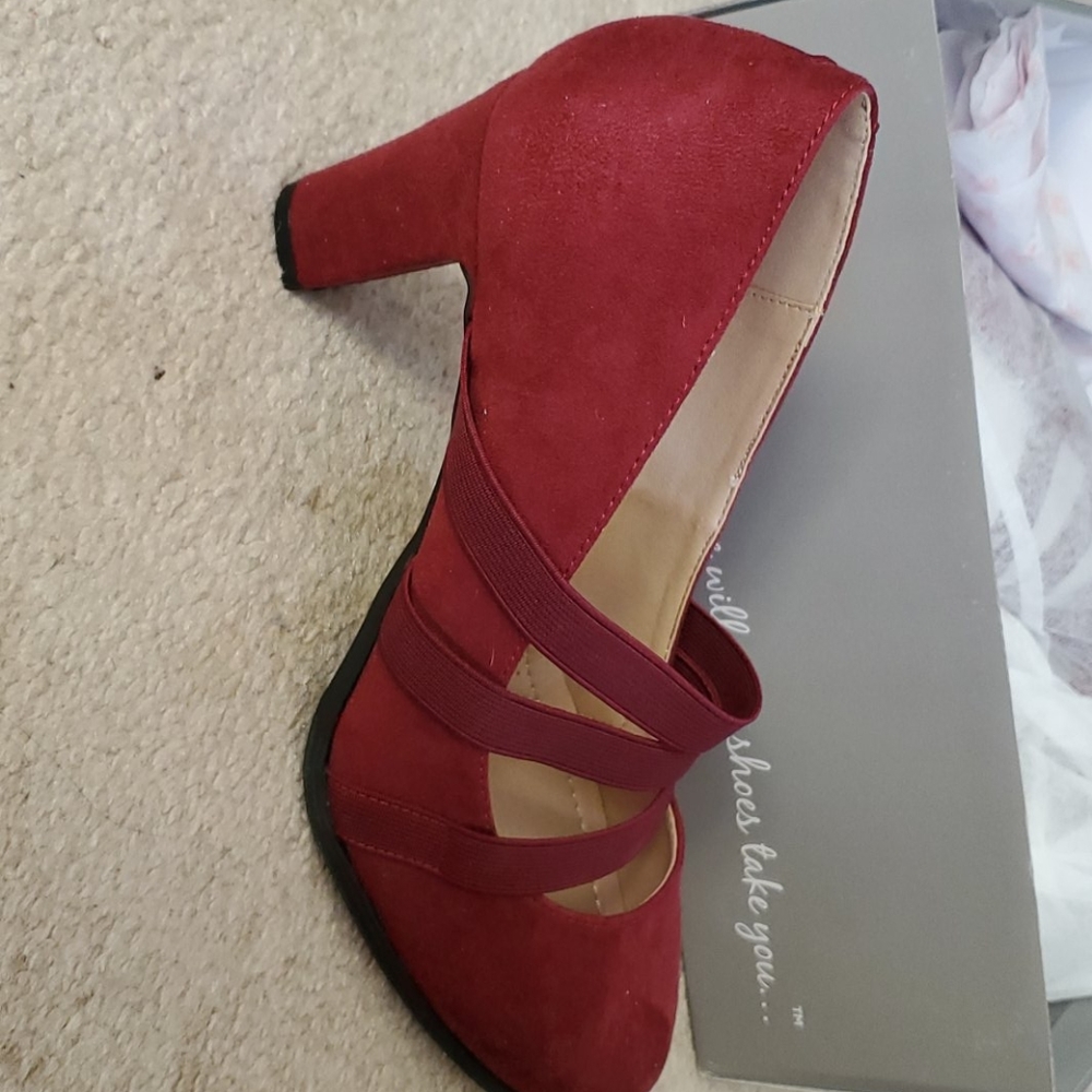 Wine strappy heels